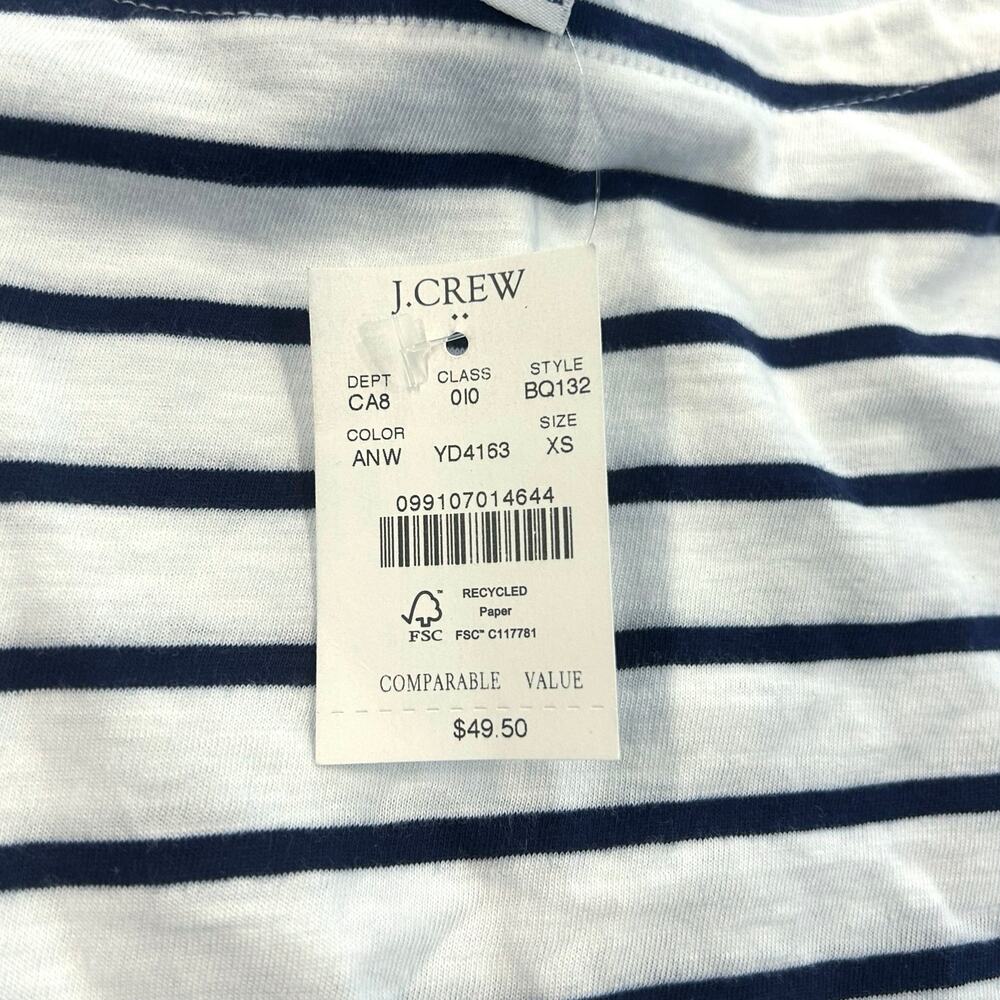 NWT J.Crew Striped Three-Quarter Sleeve Boatneck Tee Antique Navy White Size XS - Picture 6 of 7